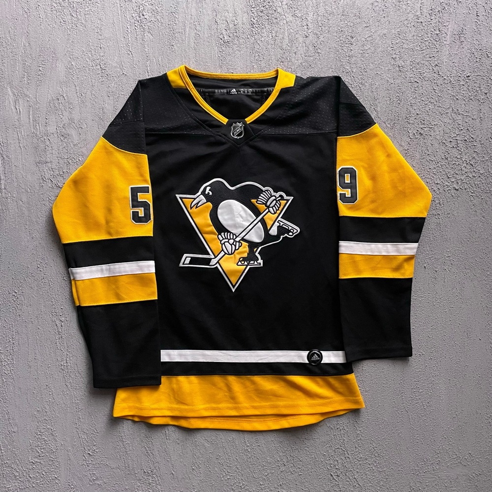Jake Guentzel NHL Hockey Jersey Mens Medium Black Yellow Adidas